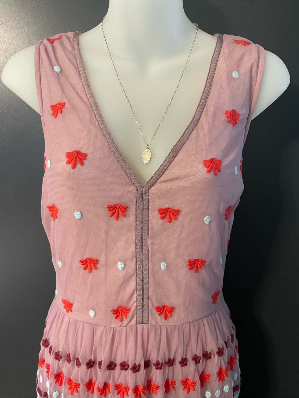 Sundance Soft Purple Embroidered Mesh Midi Dress Boho Western Size 10 - Picture 3 of 10